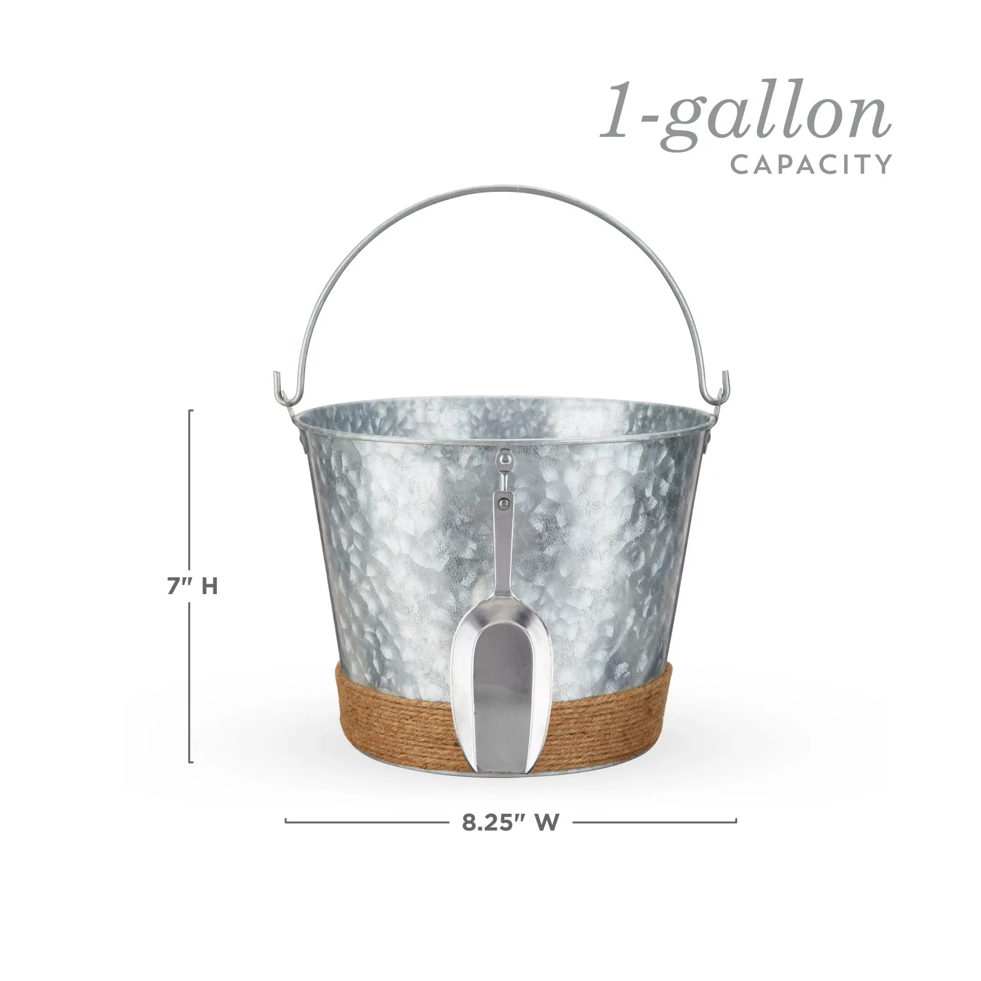 Jute-Wrapped Galvanized Ice Bucket