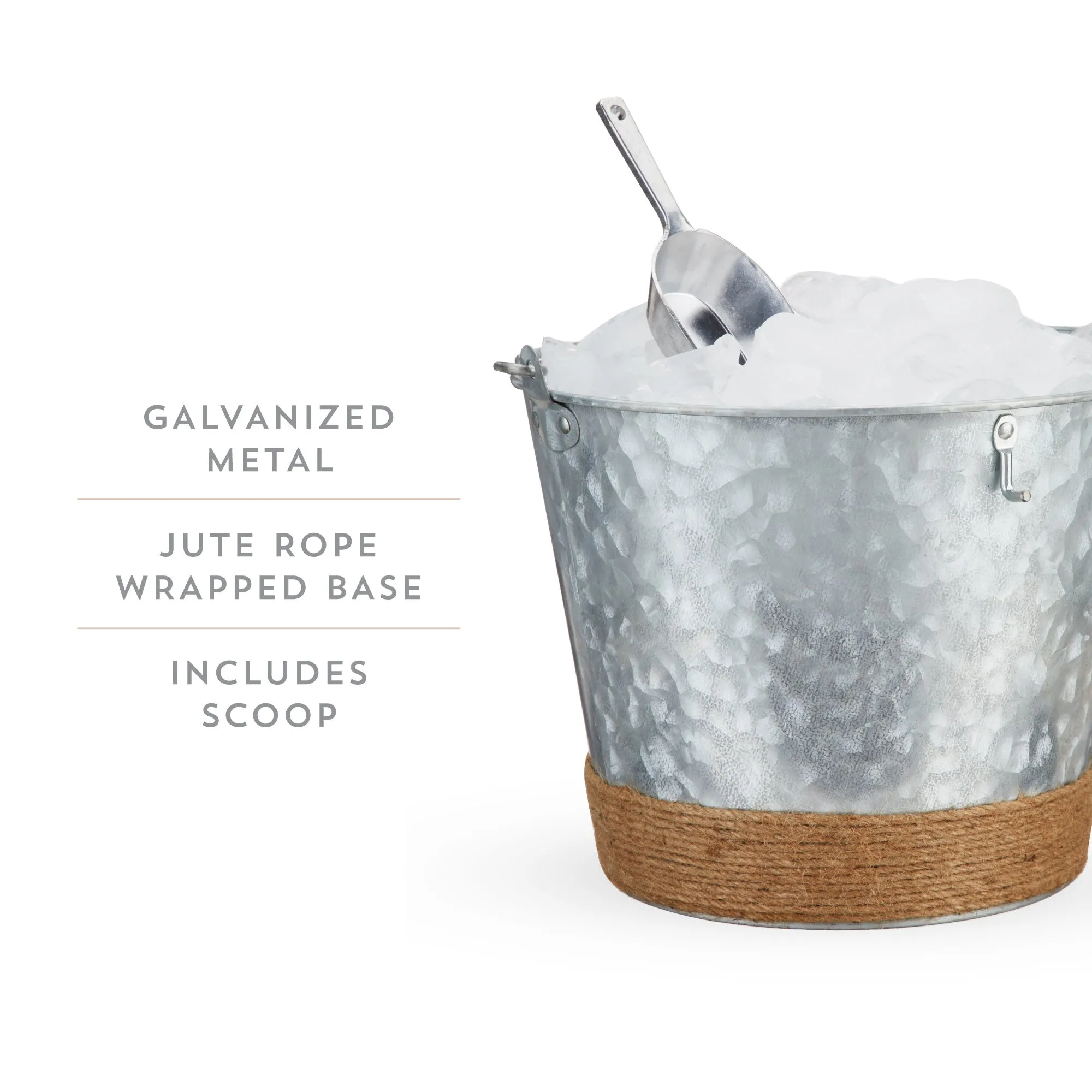 Jute-Wrapped Galvanized Ice Bucket