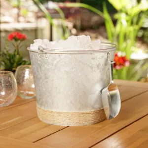 Jute-Wrapped Galvanized Ice Bucket