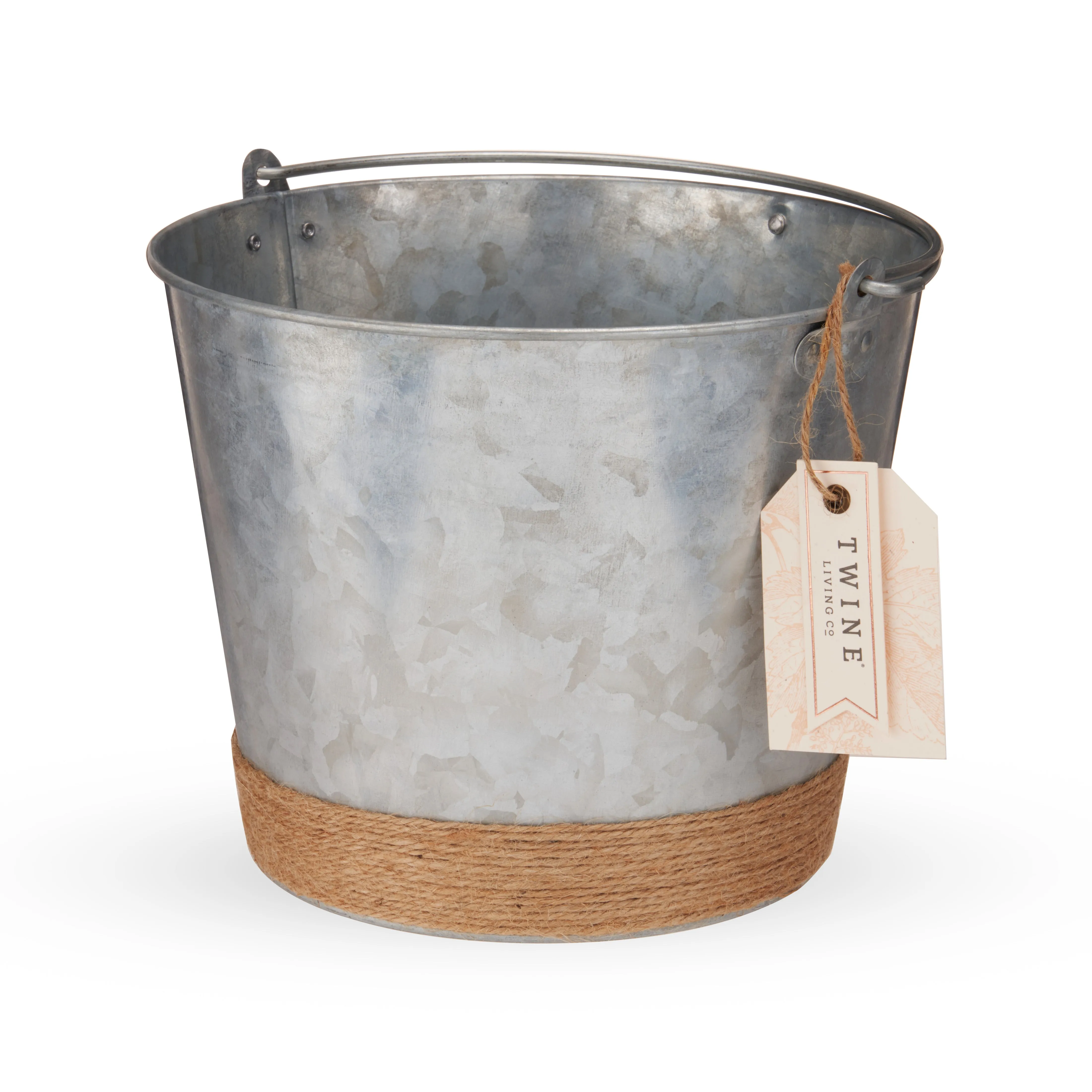 Jute-Wrapped Galvanized Ice Bucket