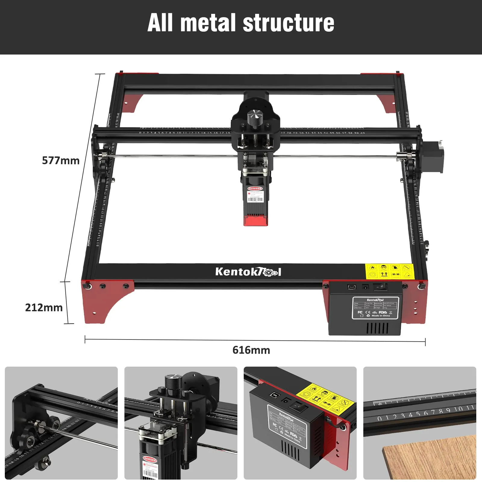 KENTOKTOOL LE400PRO Laser Engraver, 50W High Accuracy Laser Engraving Machine for Beginners, 5.5-6W Laser Power Compressed Spot Engraver and Cutter Machine for Wood, Metal, Acrylic, Leather