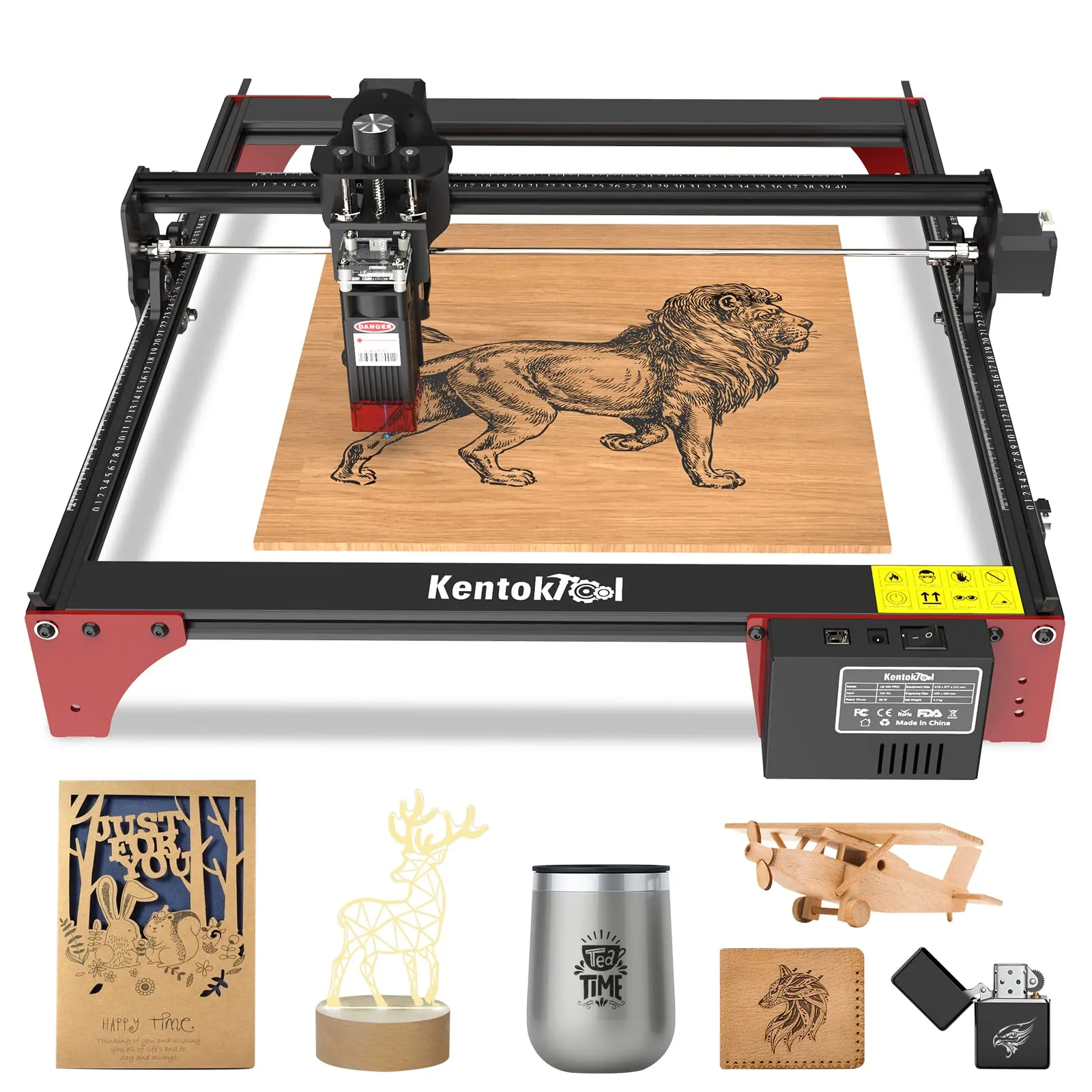 KENTOKTOOL LE400PRO Laser Engraver, 50W High Accuracy Laser Engraving Machine for Beginners, 5.5-6W Laser Power Compressed Spot Engraver and Cutter Machine for Wood, Metal, Acrylic, Leather