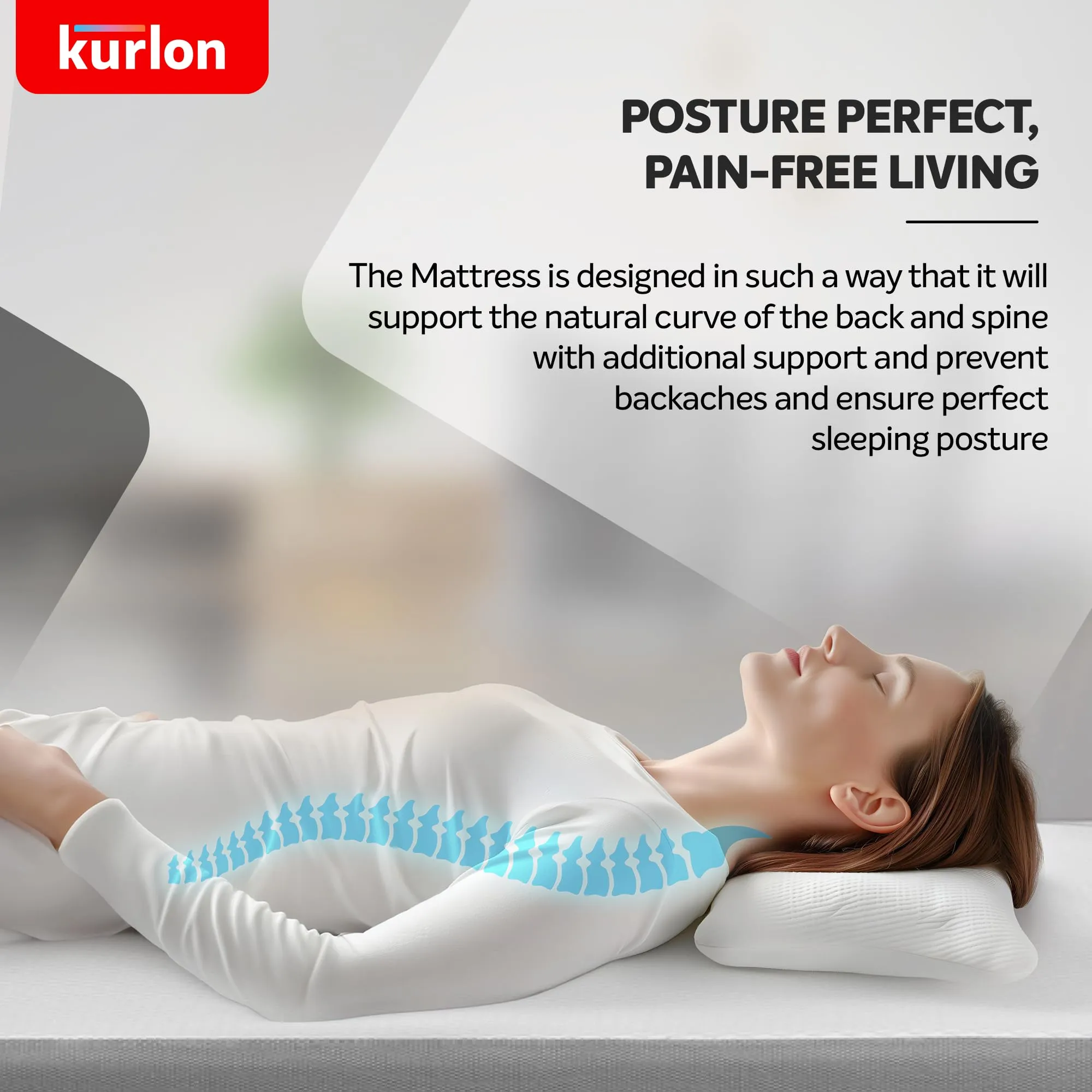 Kurl-On Orthopedic Mattress | High Density (HR) Foam | Memory Foam | Queen Size Mattress | Medium Firm | Back & Spine Support | 72x60x10 Inches5 Yrs Warranty