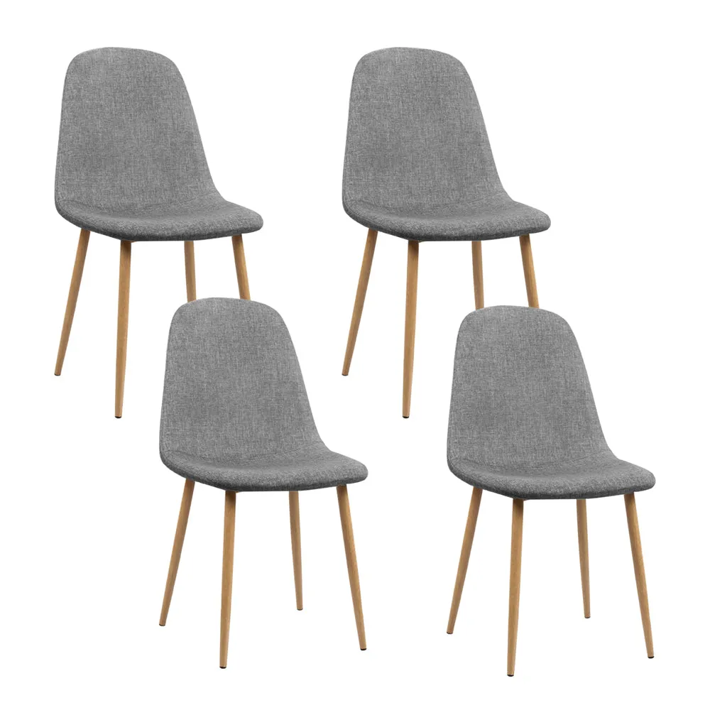 Light Grey Linen Dining Chairs Set of 4, 150kg Capacity - Artiss