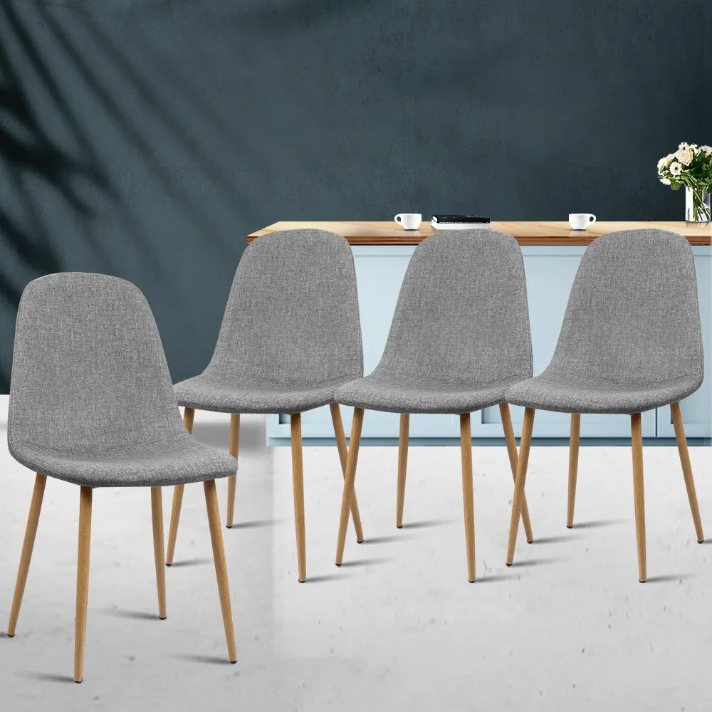 Light Grey Linen Dining Chairs Set of 4, 150kg Capacity - Artiss