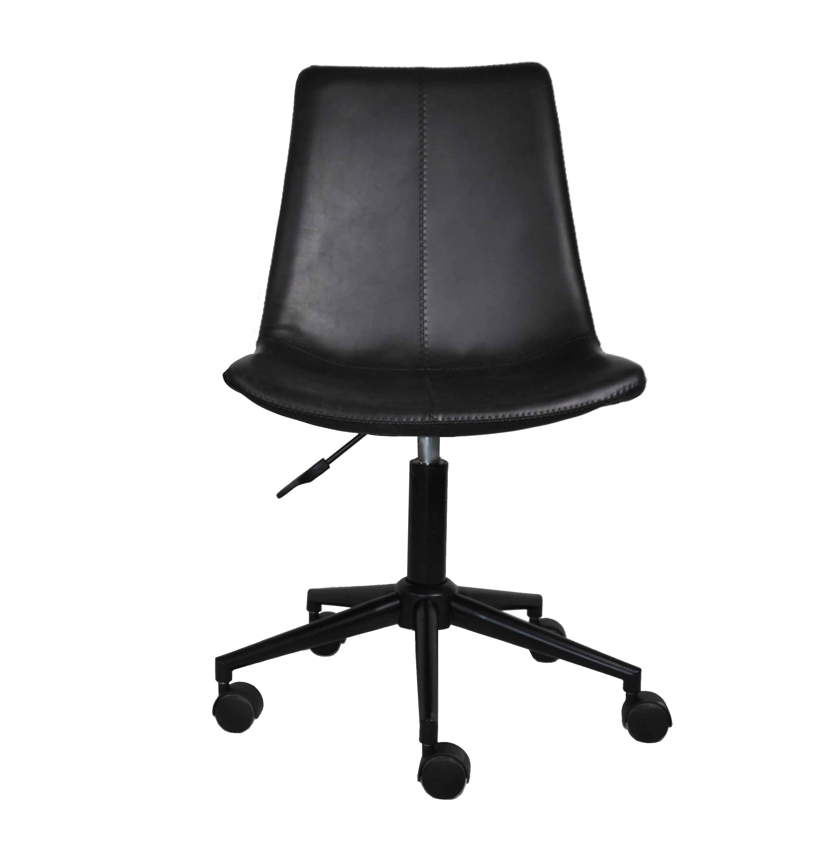 Lombardi Padded Office Chair,Black Faux Leather Seat And Black Base