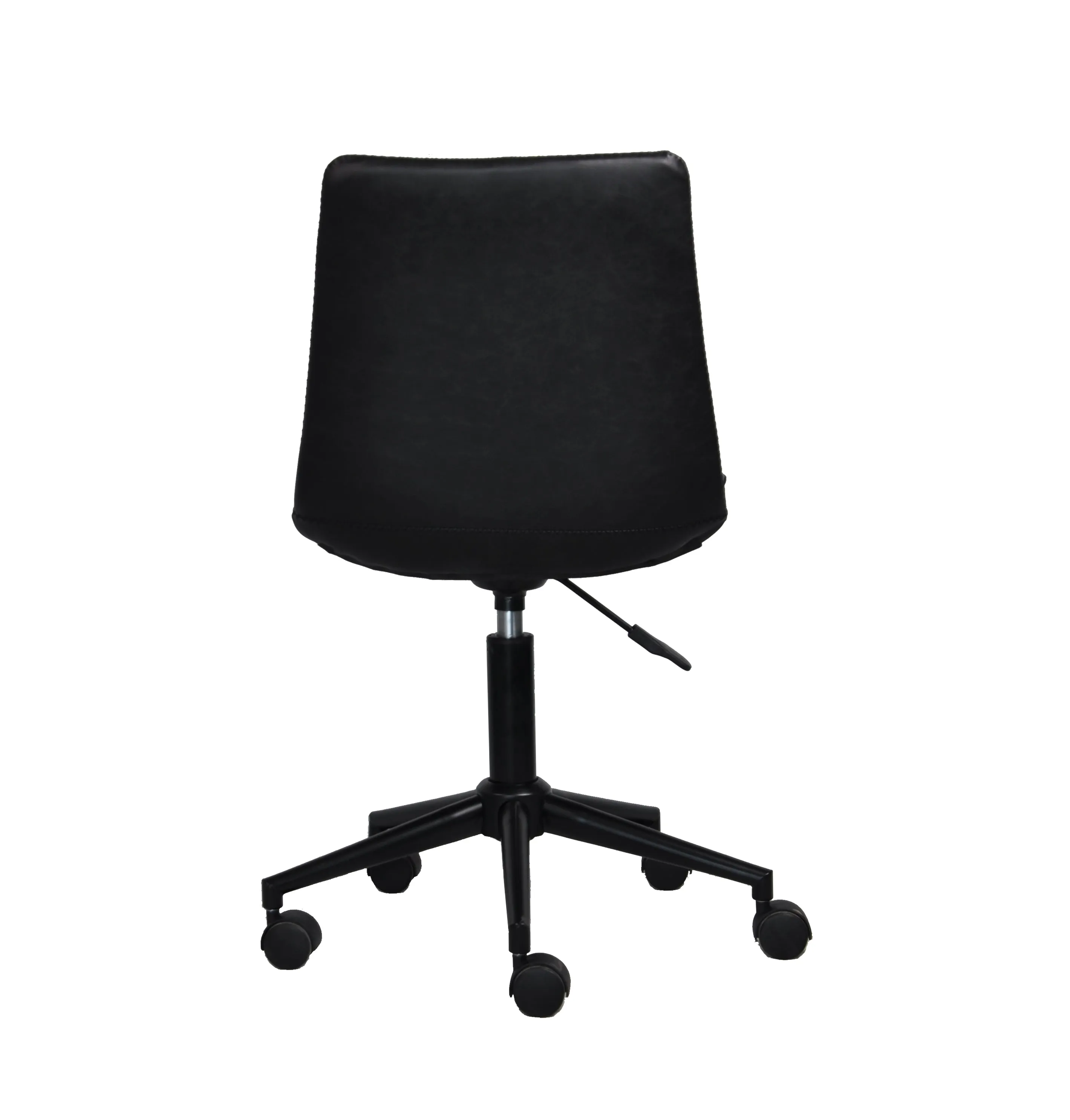 Lombardi Padded Office Chair,Black Faux Leather Seat And Black Base