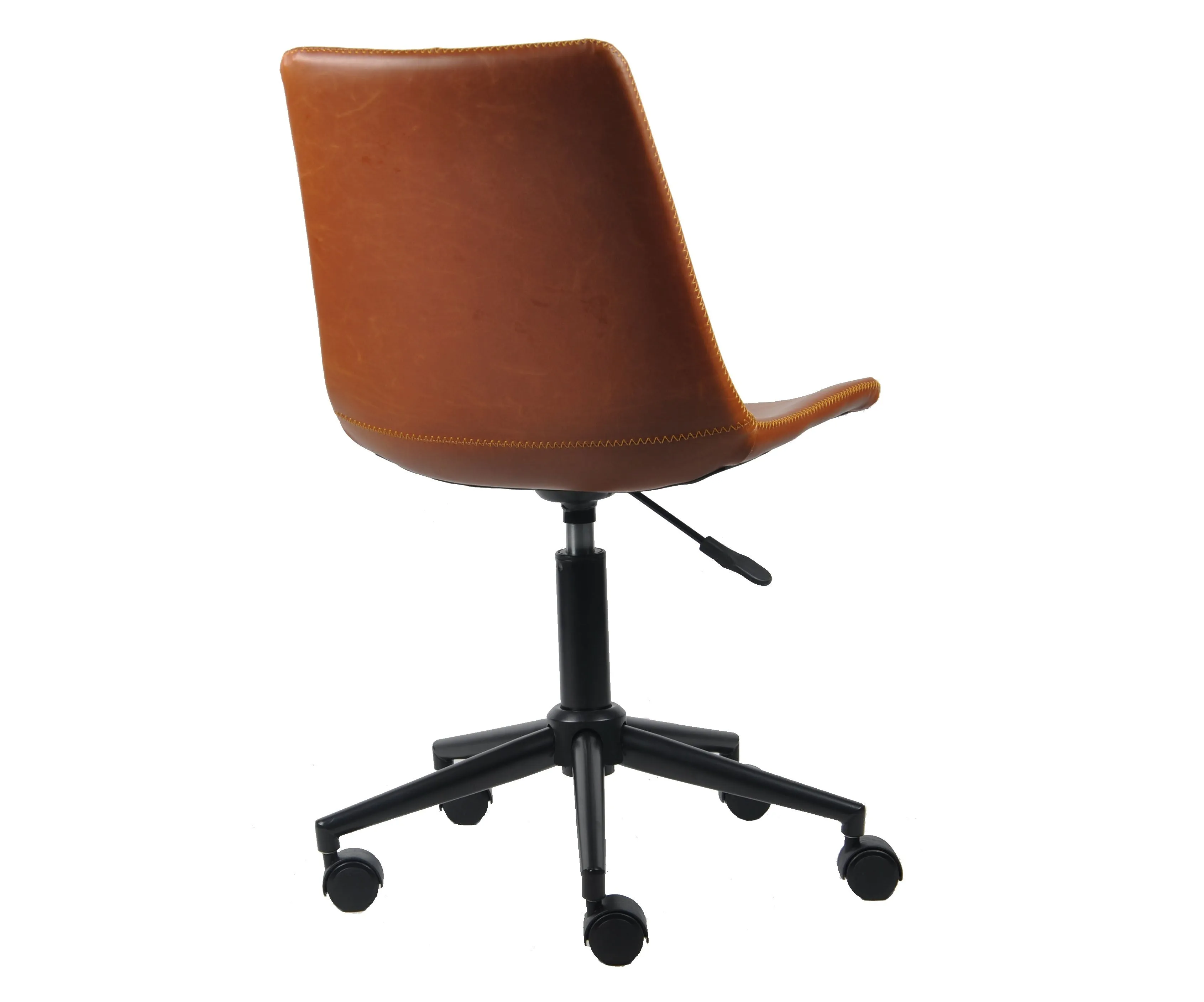 Lombardi Padded Office Chair,Tan Faux Leather Seat And Black Base