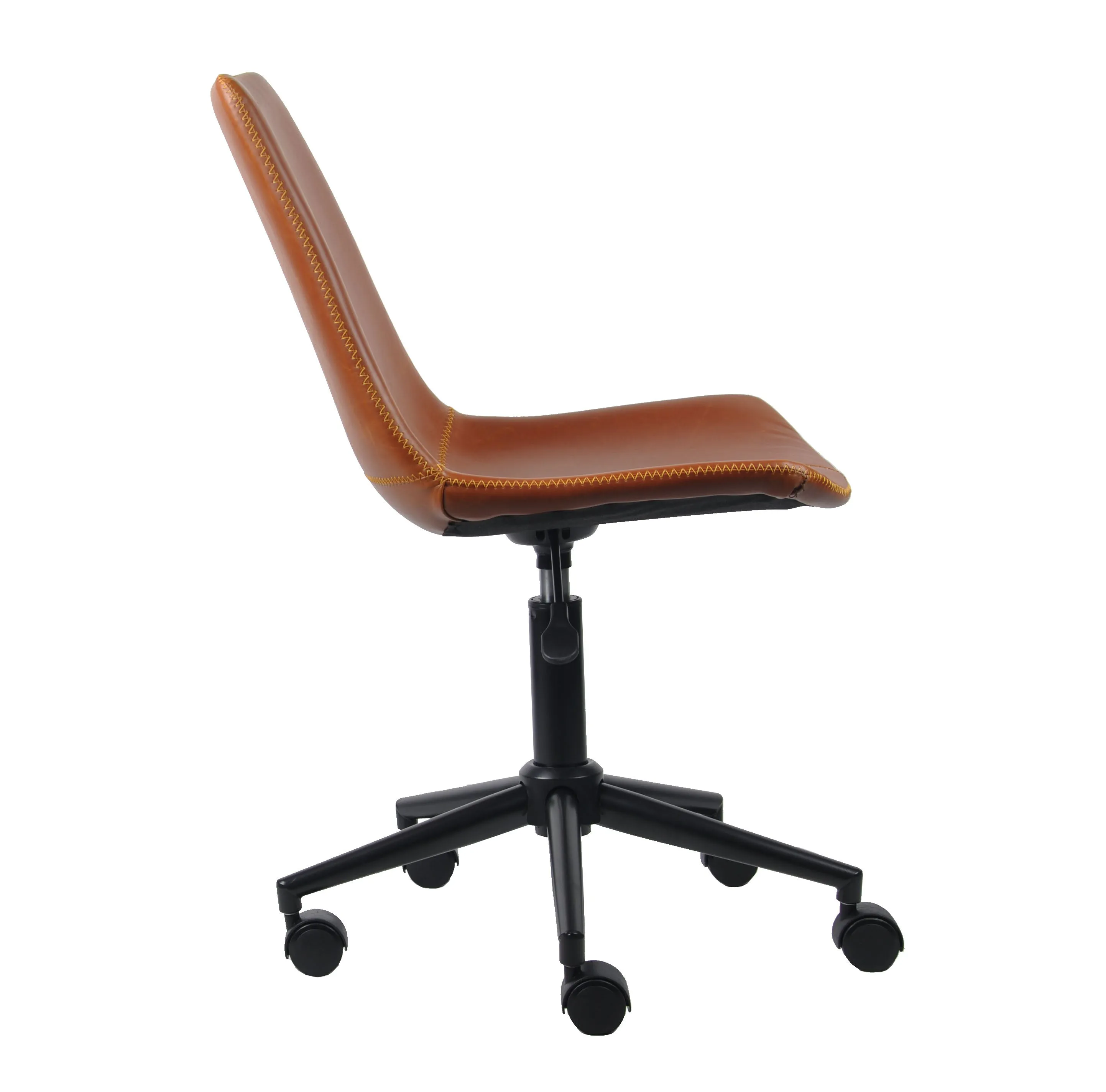 Lombardi Padded Office Chair,Tan Faux Leather Seat And Black Base