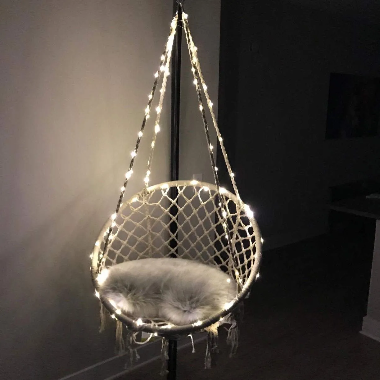 Macrame Hammock Chair with LED Lights - Sonyabecca