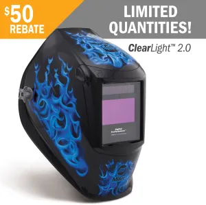 Miller Digital Performance Blue Rage Auto Darkening Welding Helmet w/ClearLight 2.0 Lens (289802)