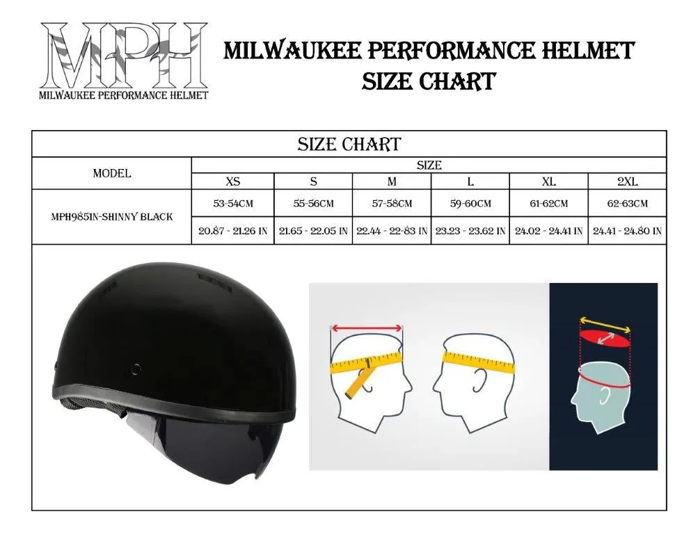 Milwaukee Performance Helmets MPH9851N Novelty 'Classic' Glossy Black