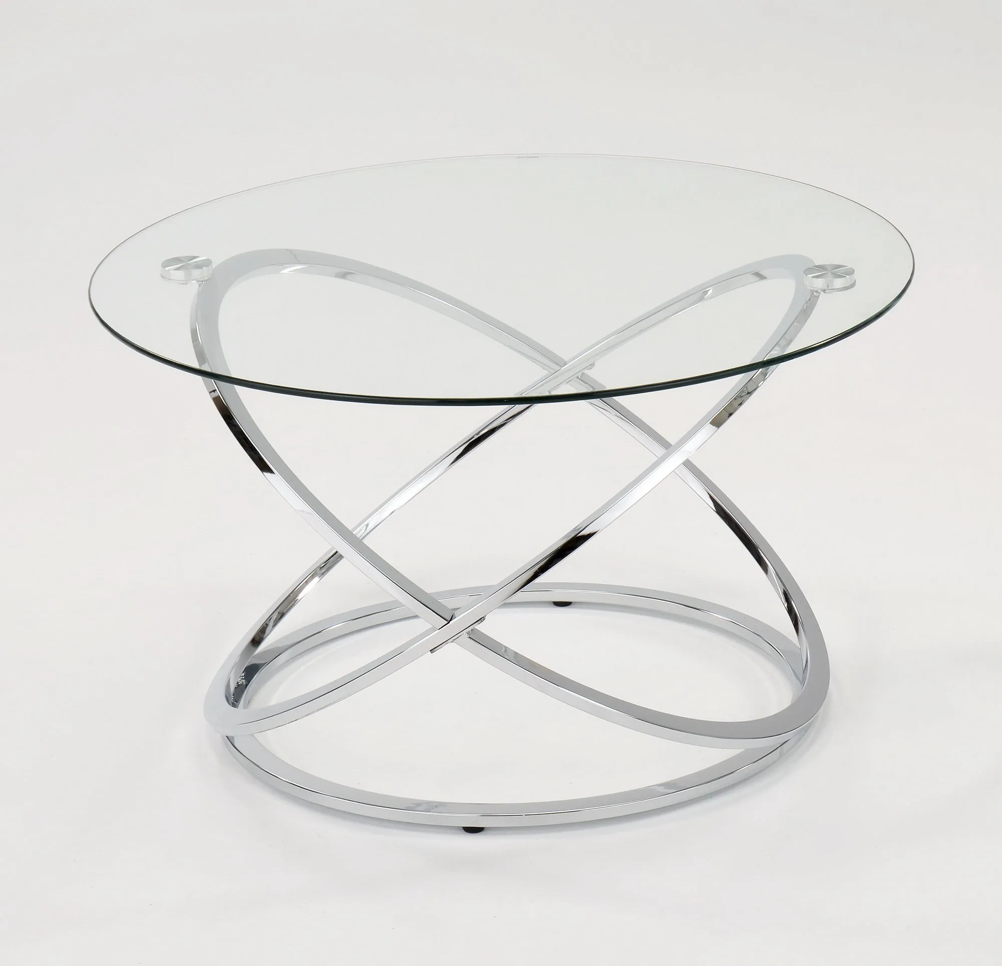 Monarch Clear Glass Round Coffee Table With Chrome Base