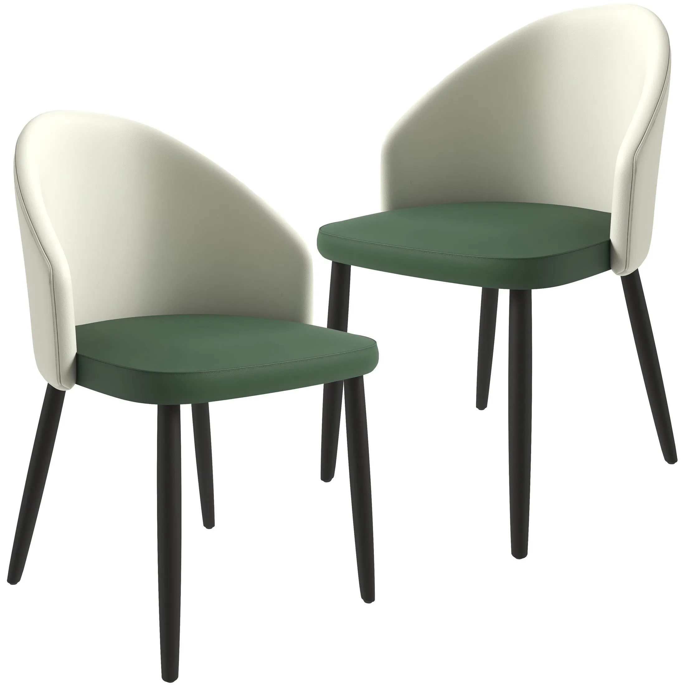 Paradiso Dining Chairs Leather Seat and Curved Back with Oak Wood Legs Set of 2