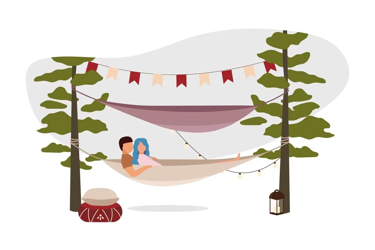 Picnic flat color vector illustration set