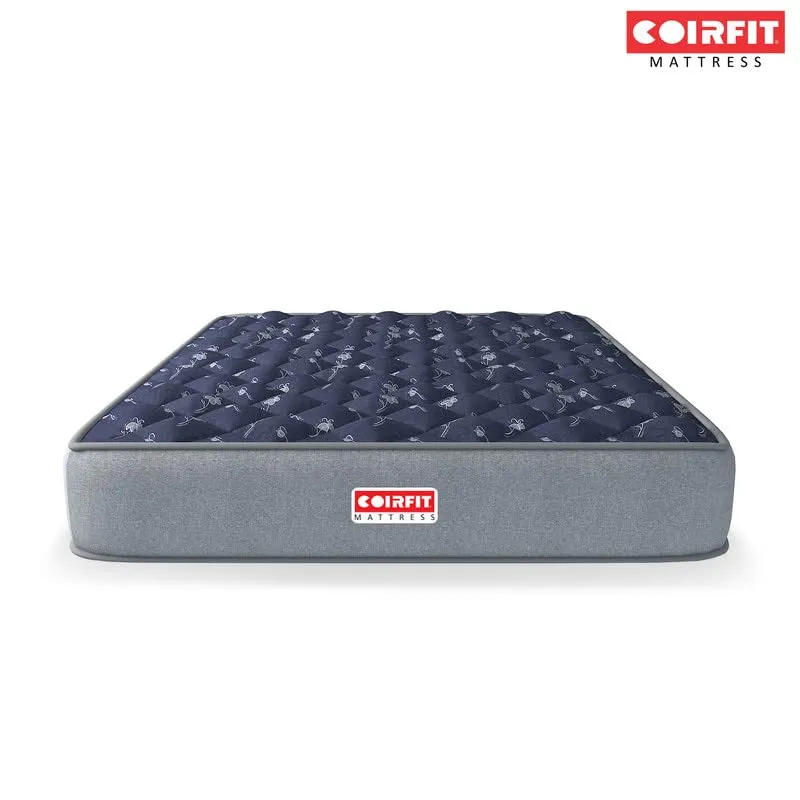 SLEEPSPA by COIRFIT Euphoria Normal Top 8 Inch Queen Size Bonnell Spring Mattress with 6 Year Warranty | Orthopedic Pro - Doctor Recommended | Pressure Relieving | PU Foam for Support (Blue,72X70X8)