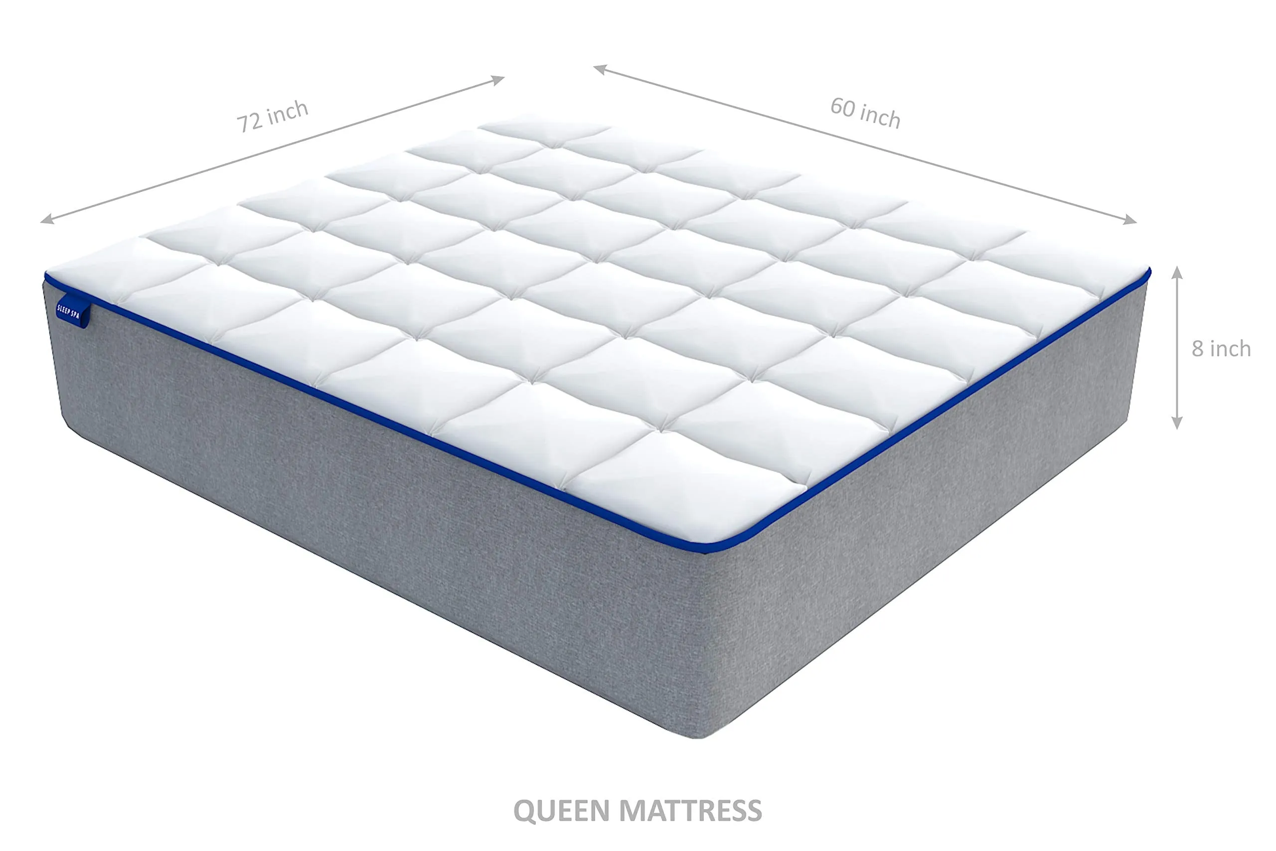 SLEEPSPA by COIRFIT MEMO-X 8' Inch Queen Size Memory Foam Mattress | Provides Comfort, Back and Spinal Support | Pressure Relieving, Firm, Breathable, Quilted Knitted Fabric (72x60x8, White)