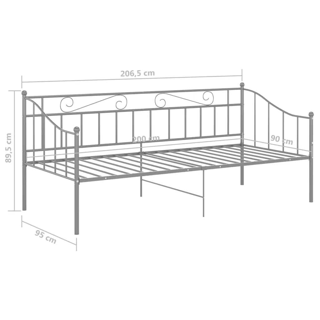 Sofa Bed Frame Grey Metal 90x200 cm