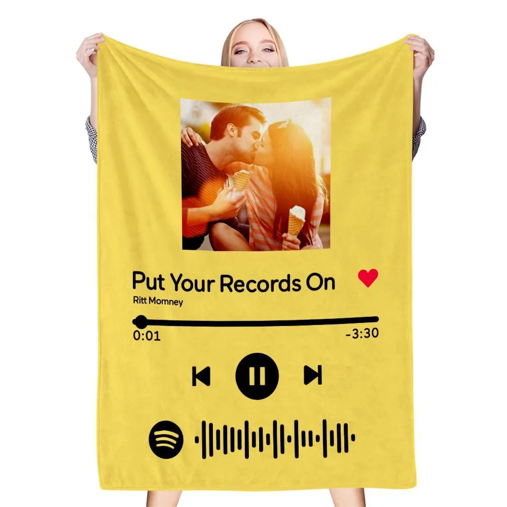 Spotify Music Blanket Personalised Photo Blanket Birthday Gift For Her