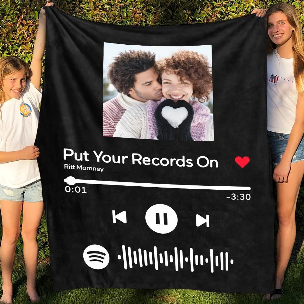 Spotify Music Blanket Personalised Photo Blanket Birthday Gift For Her