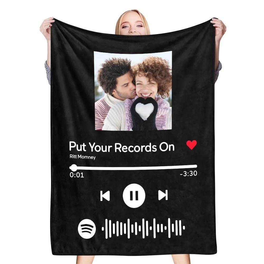 Spotify Music Blanket Personalised Photo Blanket Birthday Gift For Her