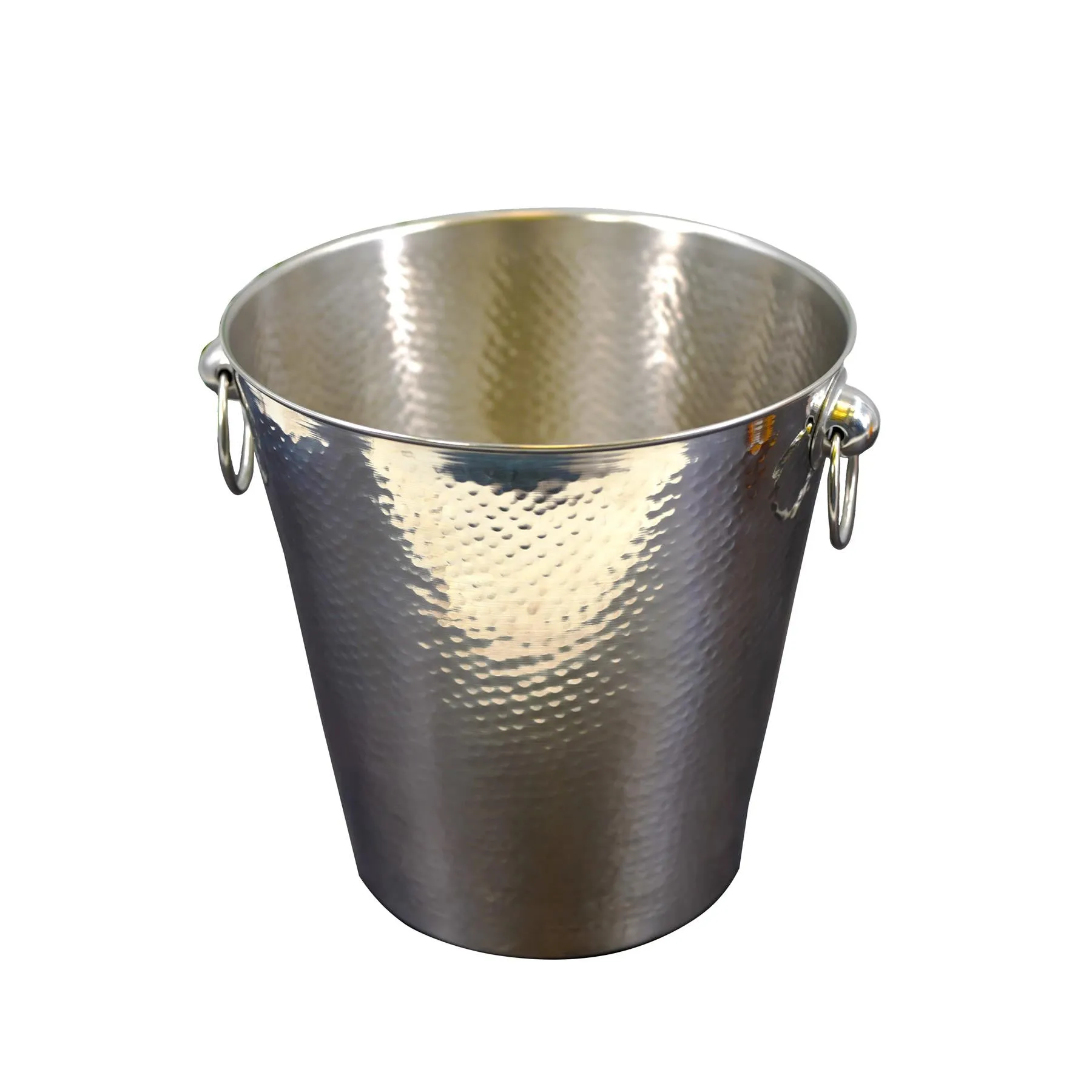 Stainless Steel Ice Bucket Hammered Champagne Drink Wine Cooler With Handles