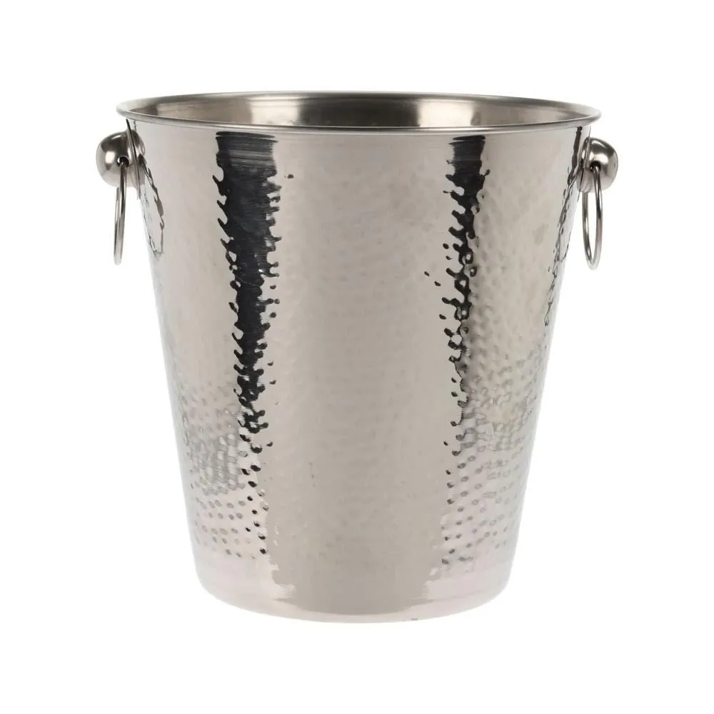 Stainless Steel Ice Bucket Hammered Champagne Drink Wine Cooler With Handles