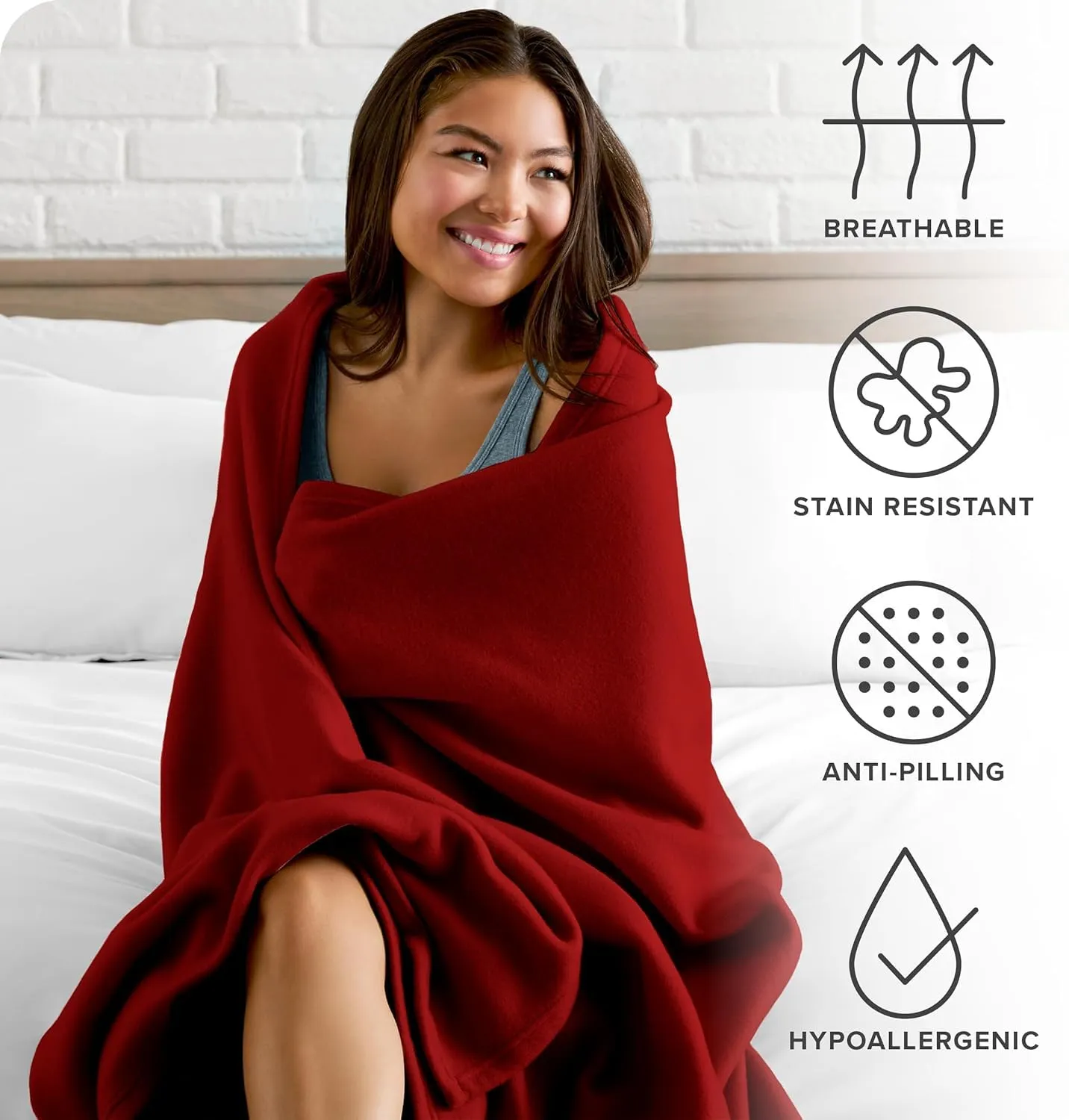 STARNSTYLE 300 TC All Season Solid/Plain Lightweight Polar Fleece Double Bed Blanket (230 x 230 cm) Maroon Blanket Double IV7