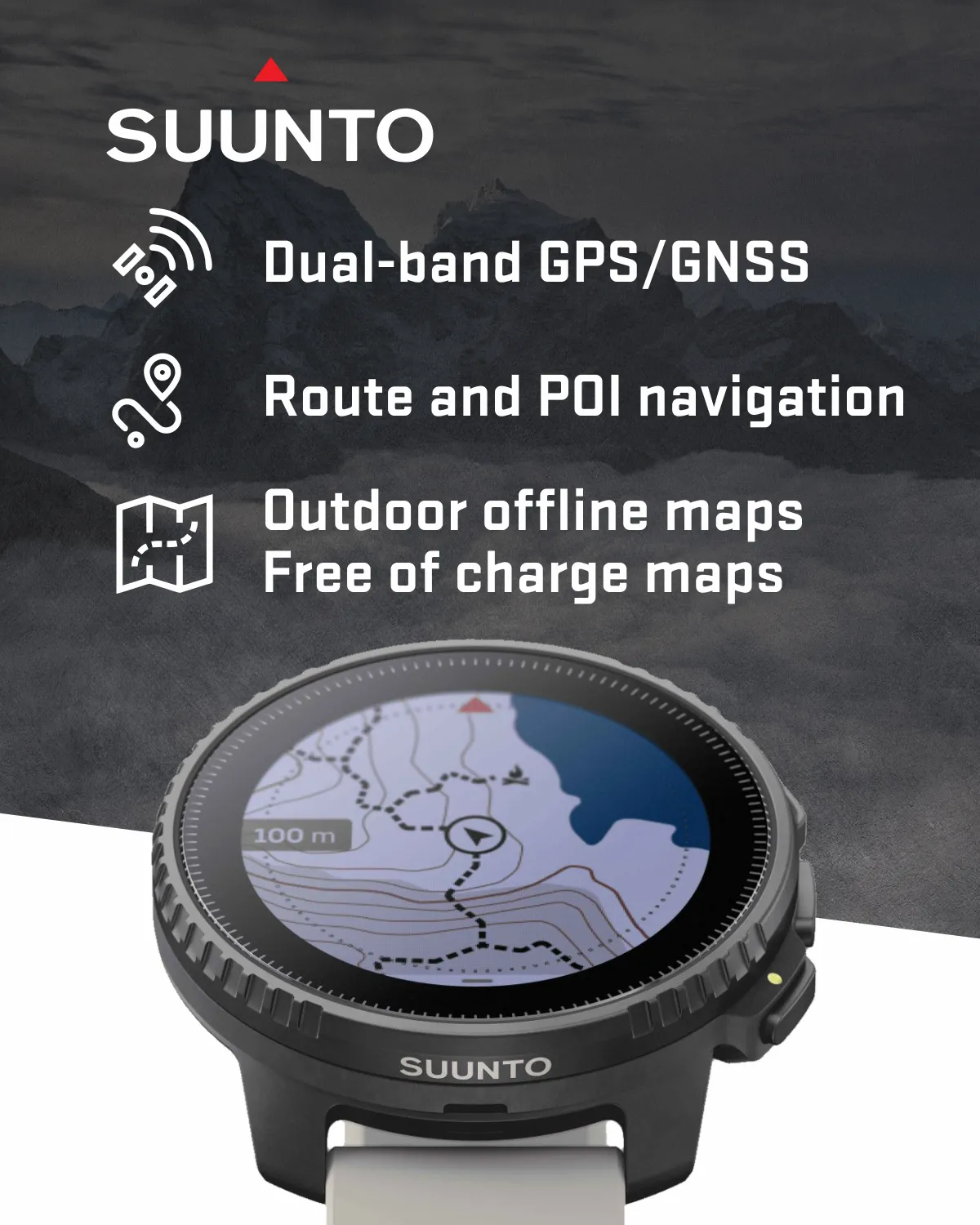 Suunto Vertical Adventure GPS Watch, All Black, Large Screen, Offline Maps with Wearable4U Power Bank SQ Bundle