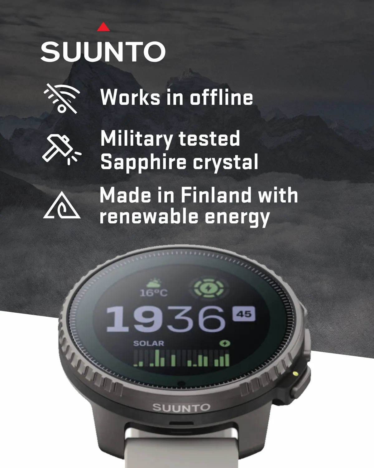 Suunto Vertical Adventure GPS Watch, All Black, Large Screen, Offline Maps with Wearable4U Power Bank SQ Bundle