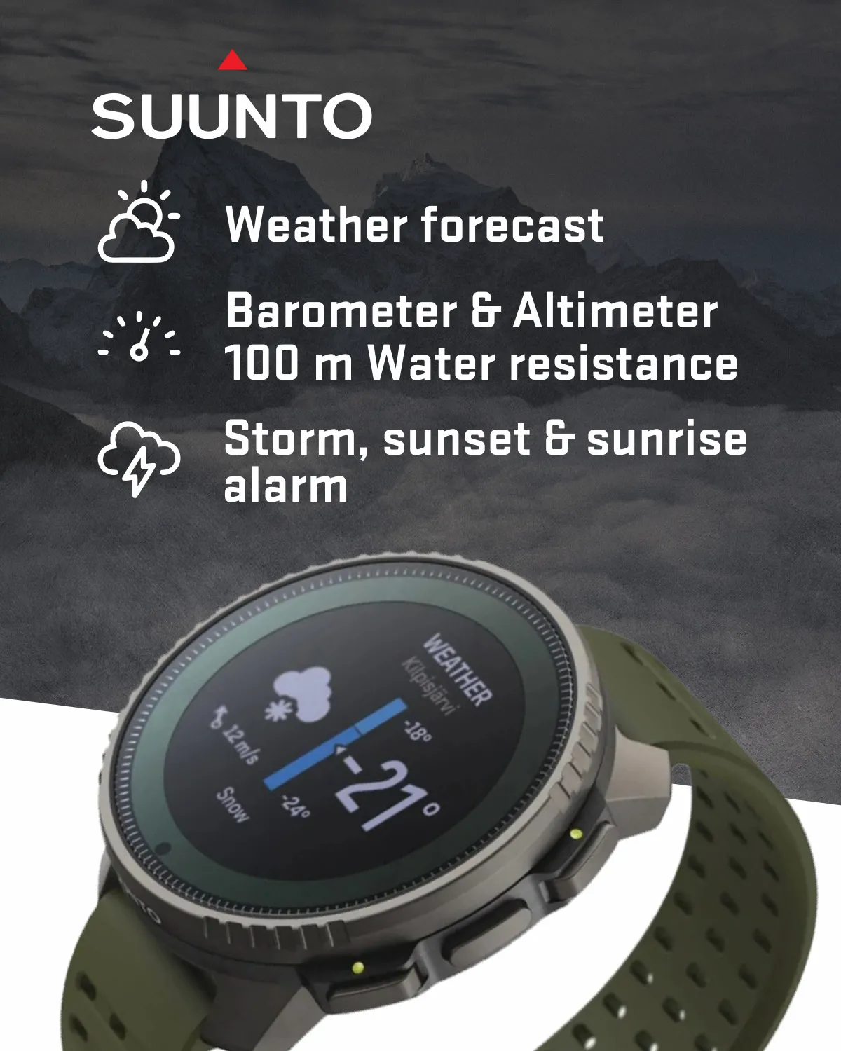 Suunto Vertical Adventure GPS Watch, All Black, Large Screen, Offline Maps with Wearable4U Power Bank SQ Bundle