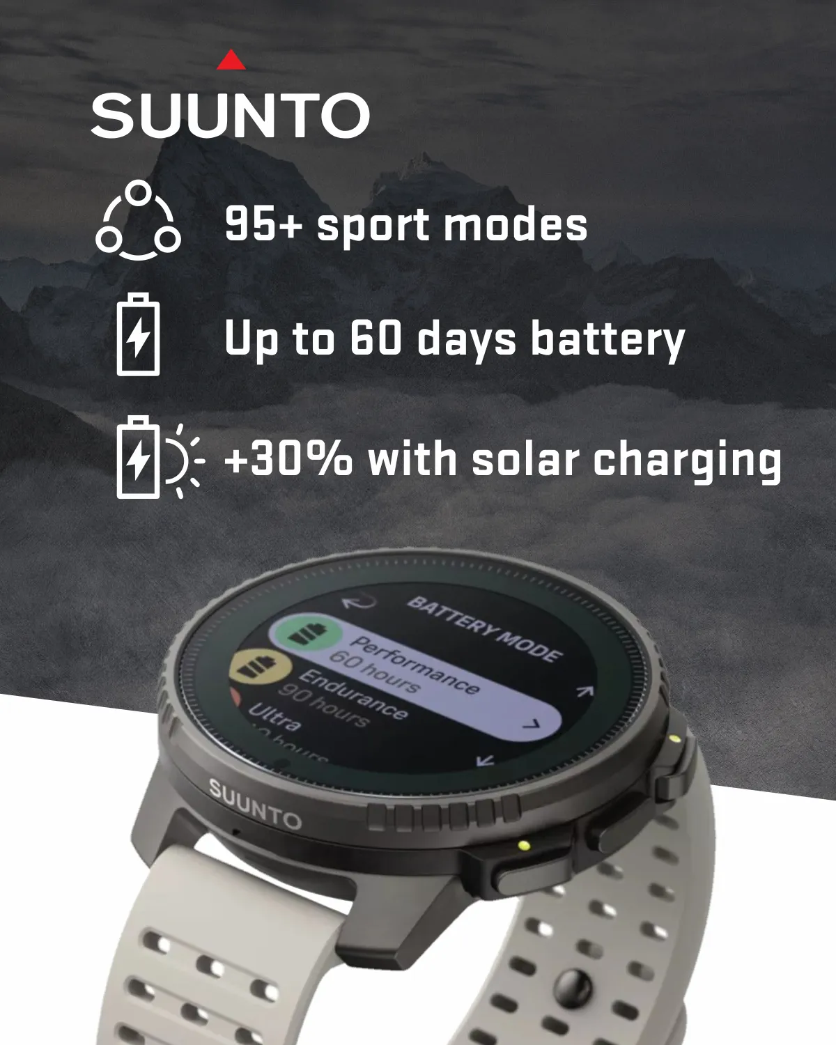 Suunto Vertical Adventure GPS Watch, All Black, Large Screen, Offline Maps with Wearable4U Power Bank SQ Bundle