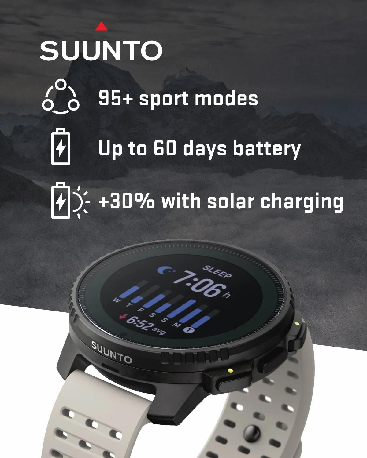 Suunto Vertical Adventure GPS Watch, All Black, Large Screen, Offline Maps with Wearable4U Power Bank SQ Bundle