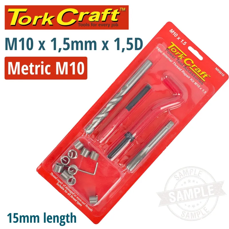 TORK CRAFT THREAD REPAIR KIT 14PC M10 X 1.5 X 1.5D INTERNAL THREAD CARDED NR5010