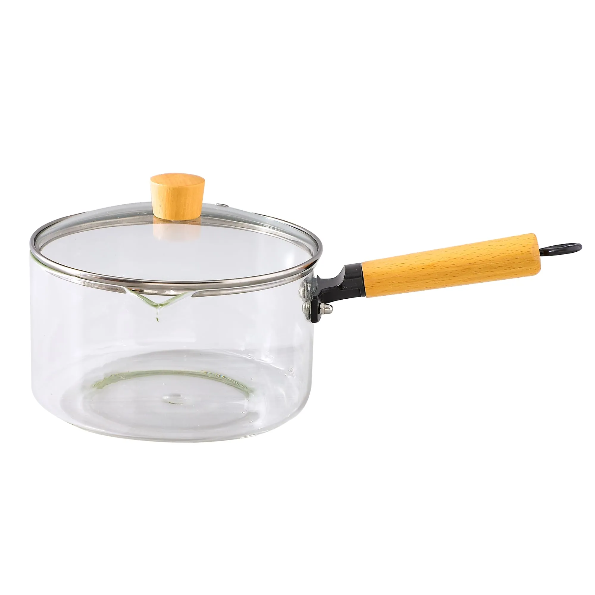 UMAI Borosilicate Glass Cookware for Gas Stove (2.8L) | Saucepan with Handle | Small Milk/Tea Pan | Boiling Pan | Patila for Cooking, Boiling | Gift for Housewarming (Amber)