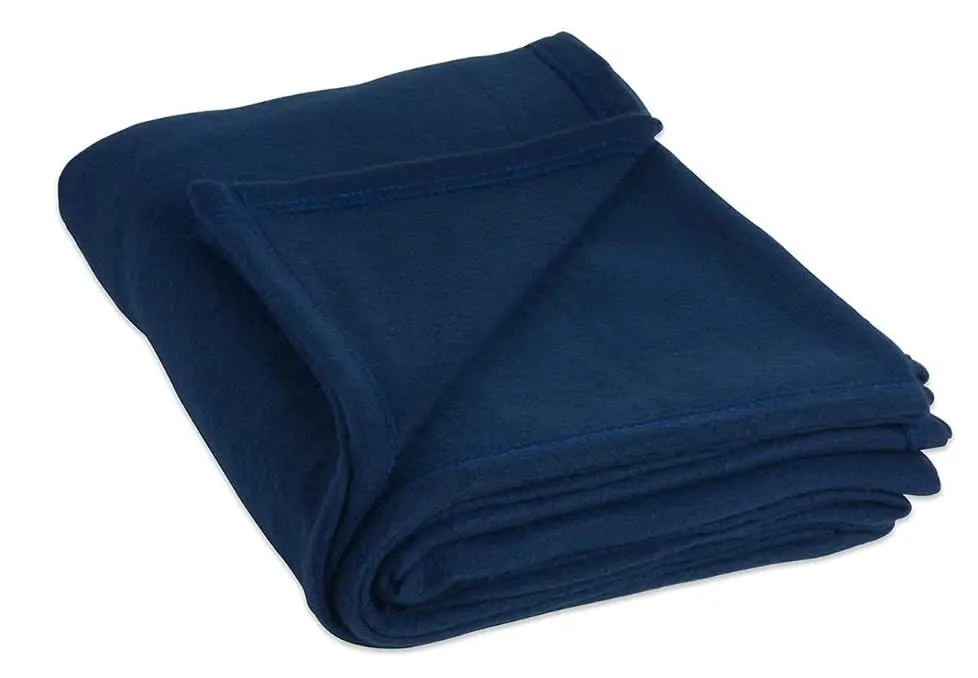 Wavva® Plain and Printed Fleece 2 Single Bed Blankets-Orange,Blue (Set of 2)